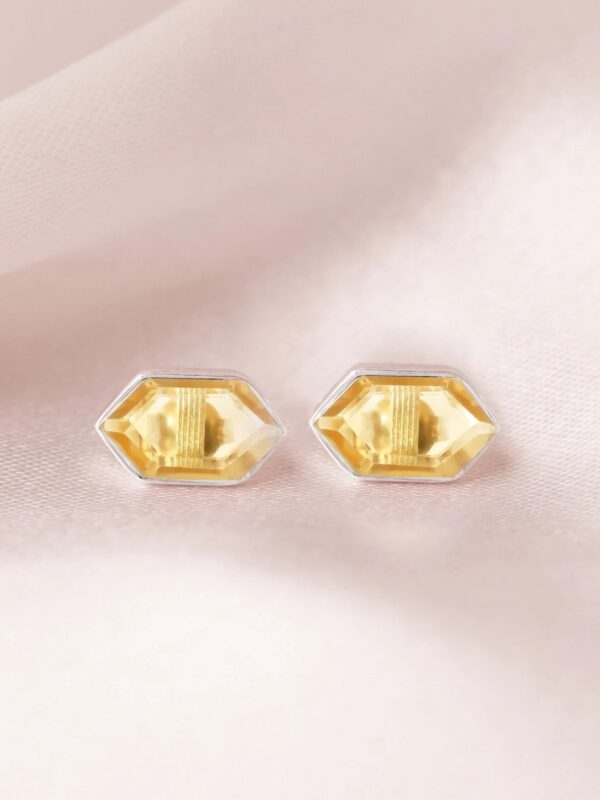 Sterling Silver Citrine Hexagon Stud Earrings