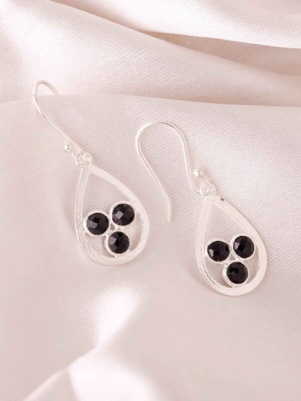 Black Onyx Teardrop Earrings, Handmade Sterling Silver Dangle Earrings, Natural Onyx August Birthstone, Minimalist Women's Everyday Jewelry