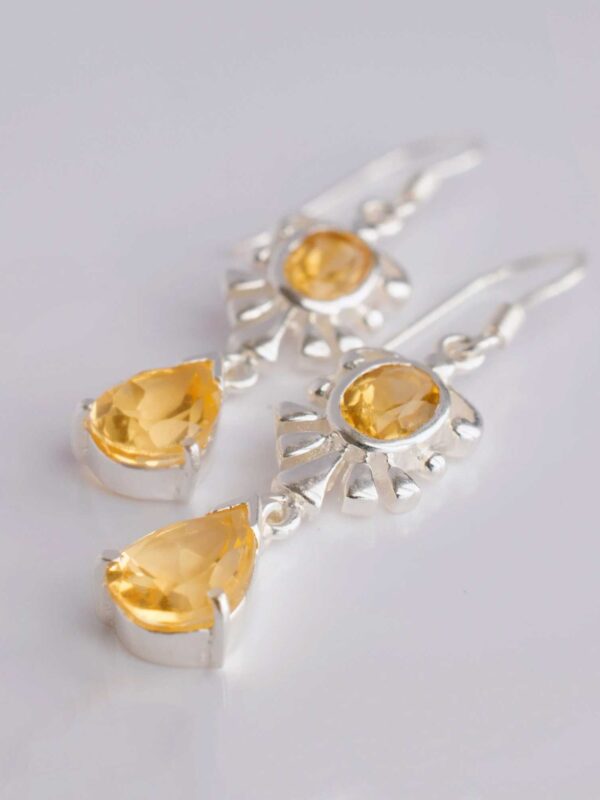 Citrine Chandelier Earrings, Natural Citrine November Birthstone, Handmade Sterling Silver Dangle Earrings,Minimalist Dainty Women's Jewelry