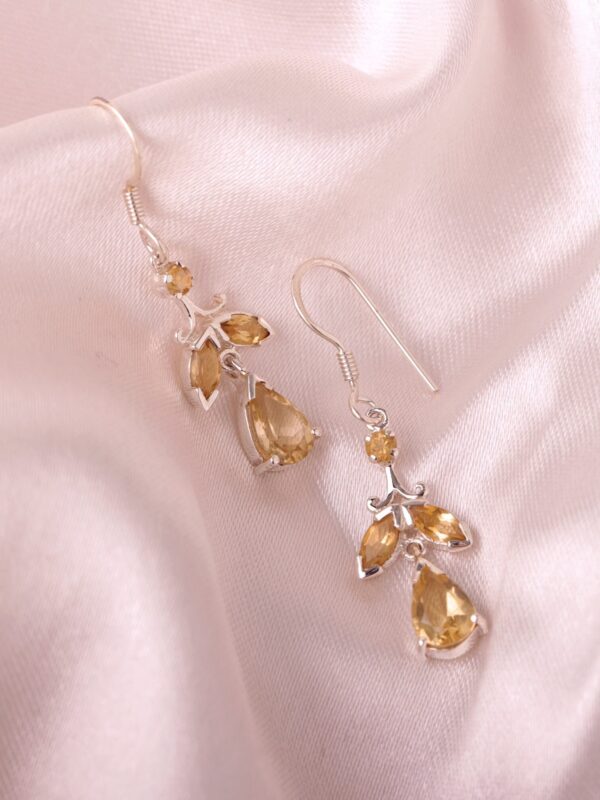 Citrine Earrings, Handmade Sterling Silver Jewelry, Natural Citrine Gemstone, November Birthstone,Dangling Leaf Earring,Gift for Her & Women