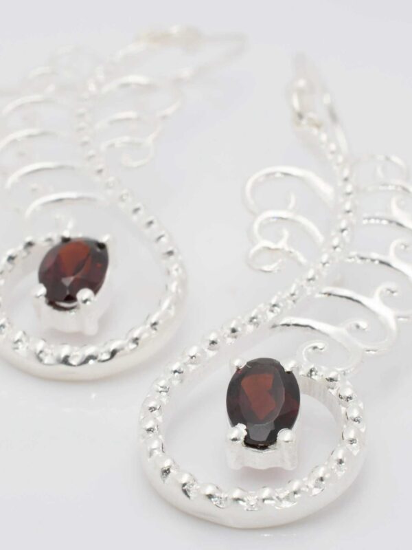 Garnet Dangling Earring, Natural Garnet December Birthstone, Handmade Sterling Silver Earrings, Dainty Minimalist Women’s Gifting Jewelry