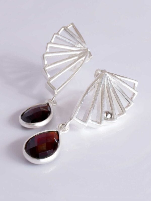Garnet Earrings, Handmade Silver Earrings, Natural Garnet Gemstone, January Birthstone, Earrings for women, Gifts for Her, Designer Jewelry