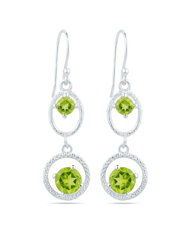 Peridot Dangle Earring, Natural Peridot August Birthstone,Handmade Sterling Silver Circle Earrings,Dainty Minimalist Women’s Gifting Jewelry
