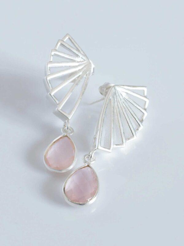 Rose Quartz Earrings, Handmade Jewelry, Sterling Silver Earrings, Drop Earring, January Birthstone, Earrings for women, Gift for Her, Unique
