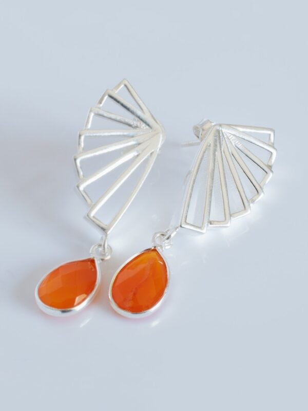 Carnelian Earrings, Handmade Silver Earring, Natural Carnelian Gemstone, July Birthstone, Earrings for women, Gift for Her, Designer Jewelry
